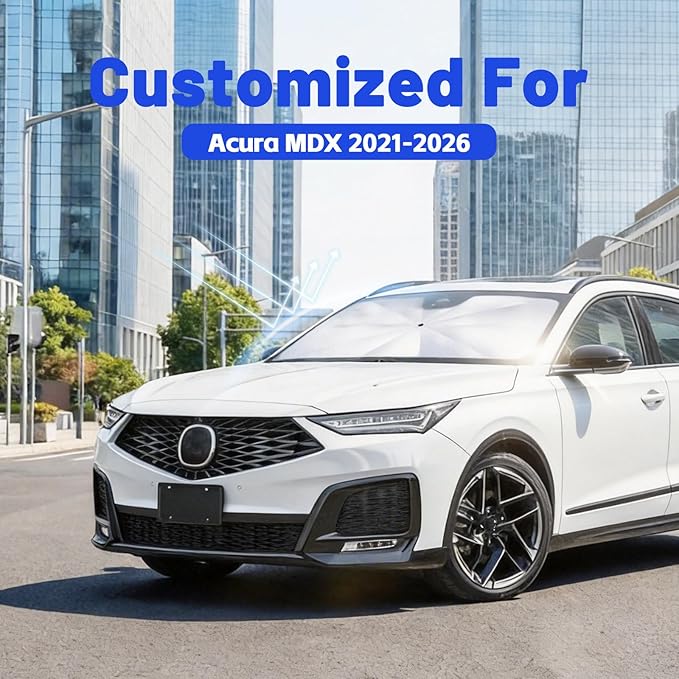Car Windshield Sun Shade for Acura MDX 2021-2026 –[Reflective Coated Fabric] Sunshade Umbrella for Front Window, Car Shades Sun Visor Keep Car Cool and Protects Interior, 1:1 Exact Fit
