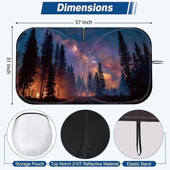Car Windshield Sun Shade - Reflector Sunshade Offers Ultimate Protection for Car Interior, Cool Reflective Sun Blocker Fits Small Sedans, Mini SUVs