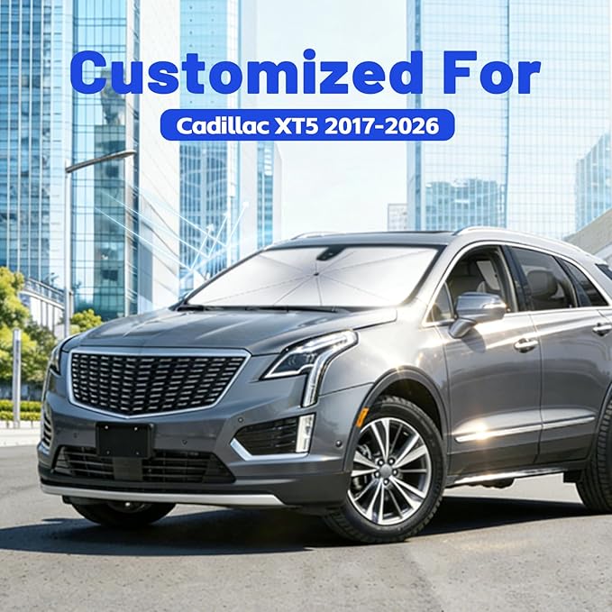 Car Windshield Sun Shade for Cadillac XT5 2017-2026 –[Reflective Coated Fabric] Sunshade Umbrella for Front Window, Car Shades Sun Visor Keep Car Cool and Protects Interior, 1:1 Exact Fit