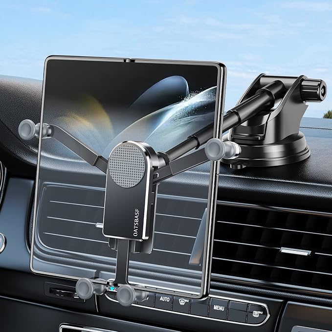 Z Fold 4 Car Mount for Dashboard Windshield Window, Aluminum 2 Mode for Samsung Galaxy Z Fold 6 5 4 3 2 Accessories and iPhone 16 15 Pro Max