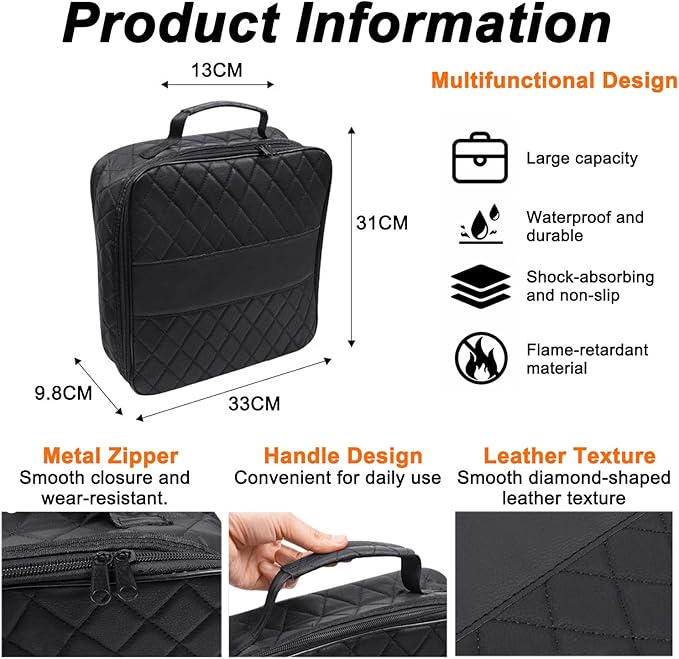 EV Charging Cable Storage Bag for Volvo Multiple PHEV/Electric Models, PU Leather Water-Resistant Reinforced Case, Large Capacity Durable Car Charging Cable Organizer,B Leather Texture