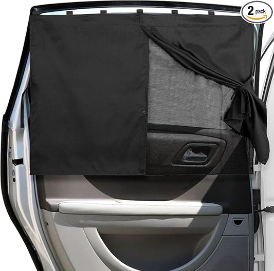 Car Window Shades, Double Layers Magnetic Car Sun Shade for Baby, Blackout/See Through Back Side Window Covers, Auto Window Curtains for UV Protection