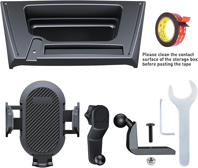 Kaishengyuan Upgraded Phone Mount for 2011-2017 Jeep Wrangler JK JKU, Multi-Mount Phone Holder Dash Tray Storage Box System Kit with Extension Arm Metal Rod