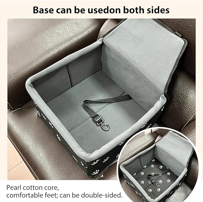 Pet Dog Car Seats for Small Dogs Under 20lbs， Foldable Travel Dog Car Seat Reduces Anxiety & Road Trips – Stable Frame, Soft Cushion, Fits Front/Back Seat