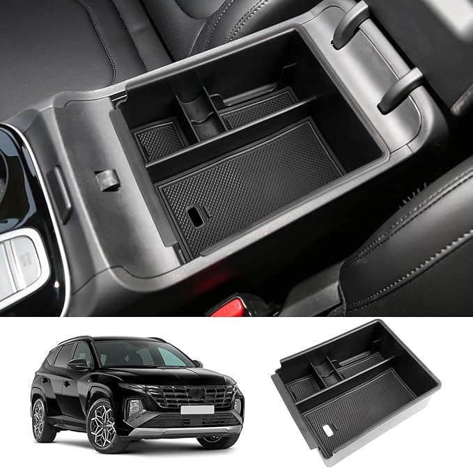 Center Console Organizer Compatible with 2025 2026 Hyundai Tucson SEL/SE Armrest Storage Box Armrest Console Organizer 2025 Tucson Accessories (ONLY FOR TUCSON SEL/SE/XRT,NOT FOR PHEV&Limited&N-Line)