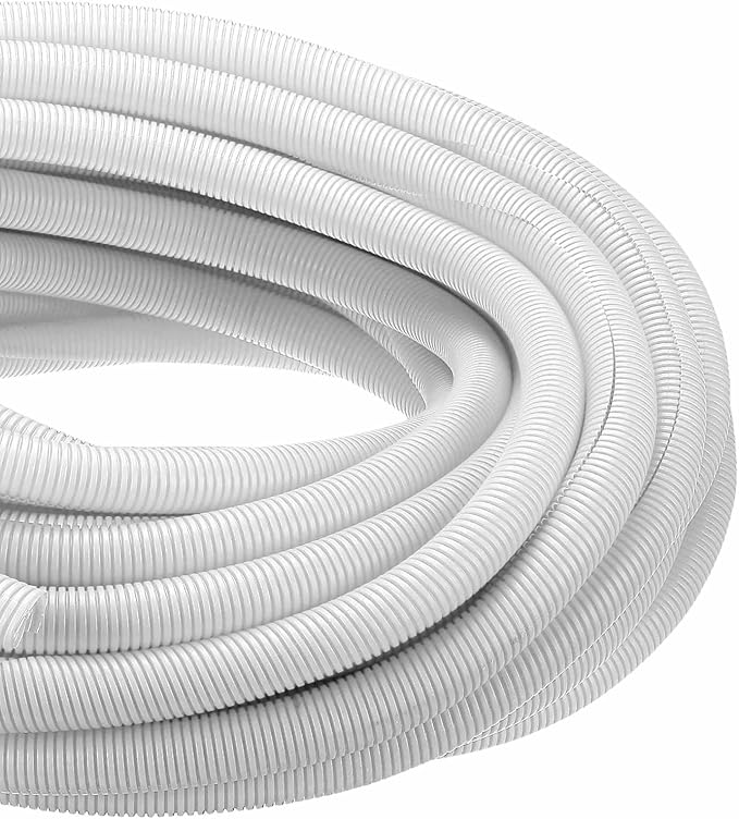 DMiotech 100ft Wire Loom Split Tubing 1 1/4 Inch(31.8mm) ID, Cord Protectors from Pet Flexible Conduit Cable Management for Office Home Garden, White