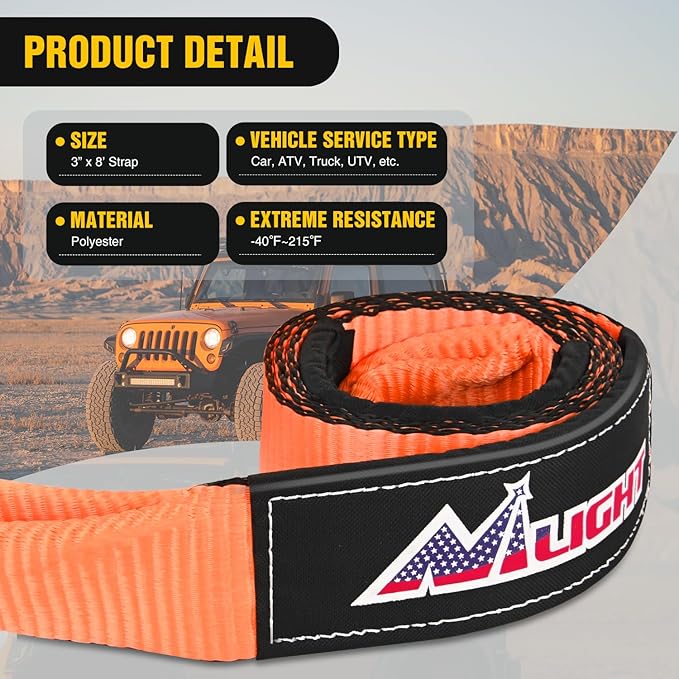 Nilight Offroad Recovery Kit 3" x 8' Tow Strap with Winch Snatch Block Pulley and 2Pcs 3/4" Anti-Theft D-Ring Shackles Storage Bag Heavy Duty Tow Rope for Car Truck SUV ATV (MBS 31500LBS)