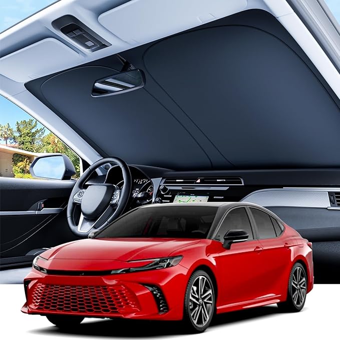 REEVAA Upgraded for Toyota Camry 2026-2018 Windshield Sunshade [Tailored Fit, 99% Sun Protection] Foldable Sun Shade Car Accessories with Storage Bag