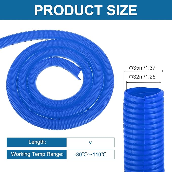 MECCANIXITY 1 1/4 Inch 20ft Split Wire Loom Tubing, Flexible Cord Protectors with Installation Tool Cable Management Sleeve Conduits Cover for Office Home Electrical Automotive Wires, Blue