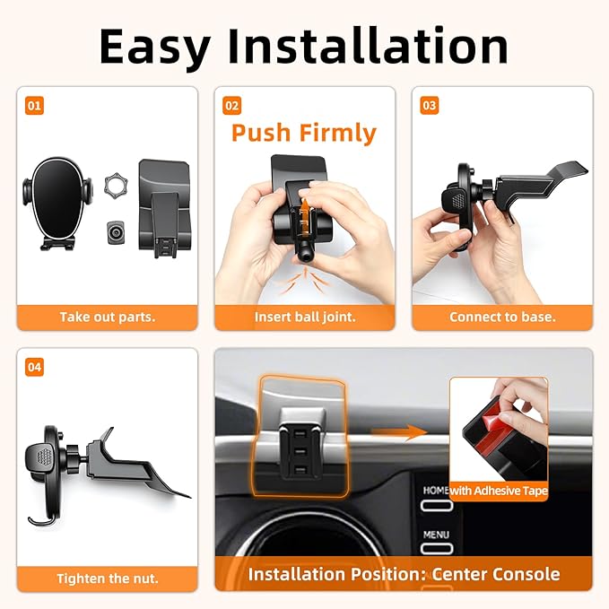 Phone Mount for Toyota Tacoma (2016-2023, 3rd Gen), 360° Adjustable Dashboard Phone Holder, Hands Free Car Smartphone Mount for iPhone, Google & Android, 2020 2021 Toyota Tacoma Interior Accessories