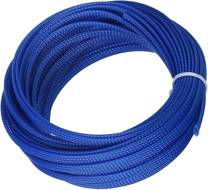 Aicosineg 32.81ft PET Flexible Braided Cable Sleeve 0.25inch Width Wire Loom Sleeving and Organizer Flexible Wire Mesh Sleeve Wrap Protector for TV Audio PC Cords from Pets Chewing Blue