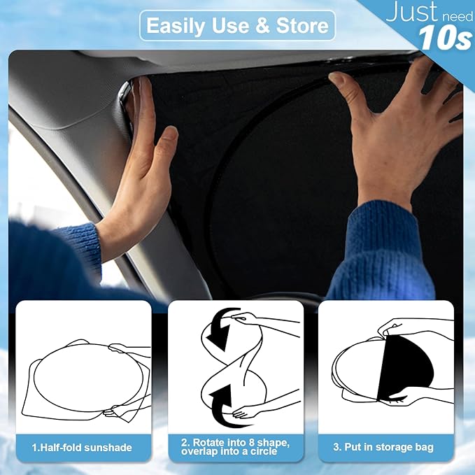 Sunshade for Edge Windshield Sun Shade for 2014 2013-2007 Ford Edge SUV Accessories Foldable Custom-fit Front Window Shield Windshield Cover Sun Visor Protector Block UV Rays Heat Reflector