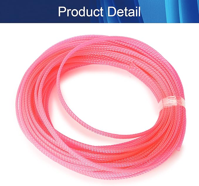 Aicosineg 32.81ft PET Flexible Braided Cable Sleeve 0.16inch Width Wire Loom Sleeving and Organizer Flexible Wire Mesh Sleeve Wrap Protector for TV Audio PC Cords from Pets Chewing Pink