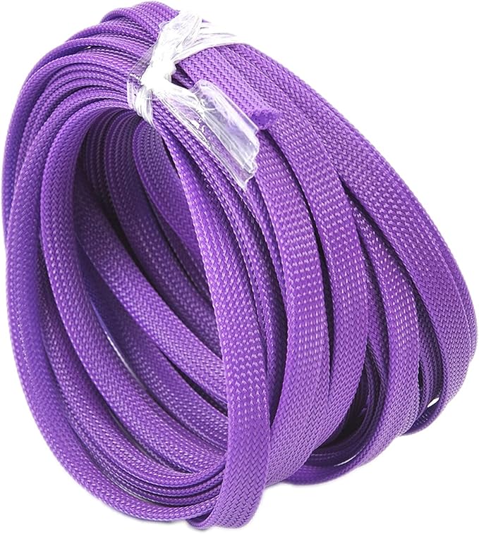 Aicosineg 32.81ft PET Flexible Braided Cable Sleeve 0.4inch Width Wire Loom Sleeving and Organizer Flexible Wire Mesh Sleeve Wrap Protector for TV Audio PC Cords from Pets Chewing Purple