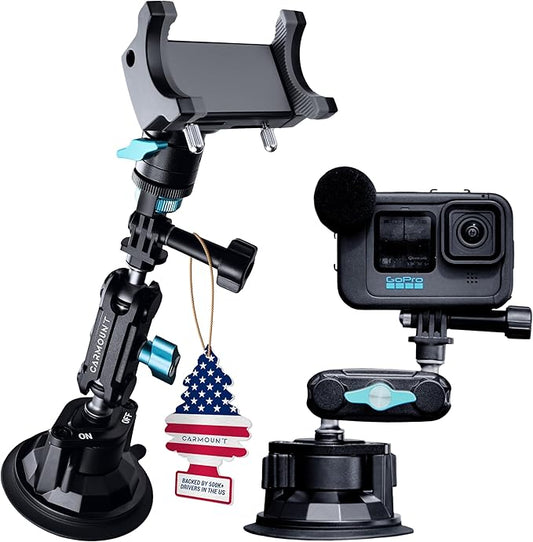 CARMOUNT TitanX100 Heavy Duty Car Mount – 2025 Model, Universal Dashboard & Windshield Cell Phone Car Mount, Adjustable Suction Cup Phone Mount (TitanX100 Pro)