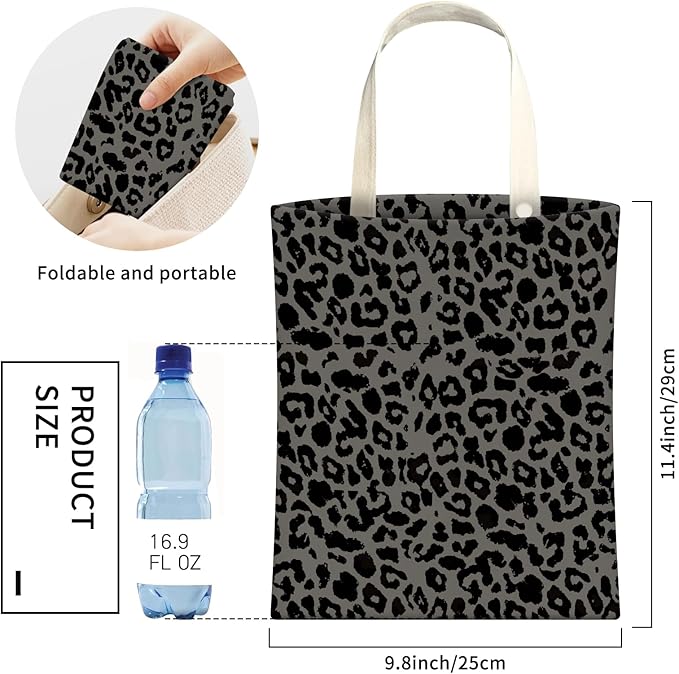 Cute Car Trash Can, Hanging Canvas Car Back Seat Organizer and Storage Bag, Funny Car Trash Bag for Travelling, Outdoor Cute Gray Leopard