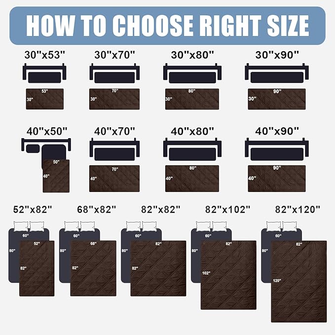 Smiry Waterproof Dog Bed Cover Pet Blanket, Soft Washable Dog Blanket for Furniture Bed Couch Sofa Reversible, Checkered (68"x82", Chocolate/Dark Grey)