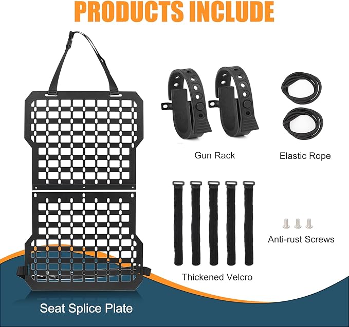 Rigid Molle Panels For Vehicles Truck Mount Rack Panel Tactical Seat Back Organizer Adjustable Versatile Panel (Molle Panels w/gun rack mount)