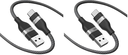 Anker Car Carplay Cable for iPhone 17 16 Pro Max Plus, Upcycled Braided USB A to USB C Car Charger Cord for Samsung Note20 and More (6FT, Black) (Pack of 2)