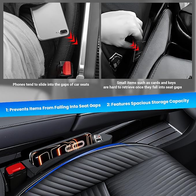 Half-Sized Seat Gap Filler Compatible with Ford F150 F250 F350 F450 | Zero Interference Side Storage Space | Anti-Drop Organizer | Free Window Breaker | Full Console w/Bucket Seats ONLY