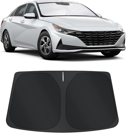 TINGLU Sun Shade for Hyundai Elantra 2021-2024 2025 2026 Accessories Windshield Sun Shade Window Shade UV Rays Protection Sun Visor Cover with Steering Wheel Sunshade Storage Bag