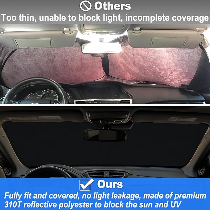 Car Windshield Sun Shade for Honda CR-V 2017-2022, Premium 310T Reflective Polyester UV Blocker, Lightweight Foldable Sun Visor with Storage Pouch