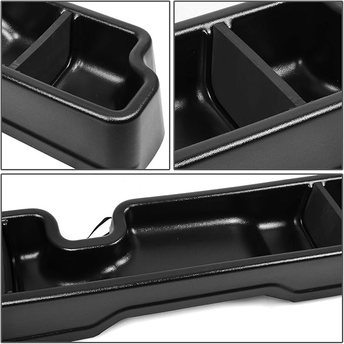 Auto Dynasty Rear Under Seat Tool Cargo Storage Box Organizer Tray Compatible with 2004-2008 Ford F150 Super Crew Cab, Glossy Black