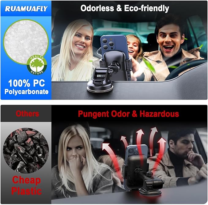 [2026 NEW] Car Phone Holder [Upgraded Strongest Suction & Clip] Cell Phone Mount for Dashboard Windshield Vent,Mobile Stand Base Truck Cradle for iPhone 17 Pro Max 16 15 14 13 12 X Samsung S25 Android