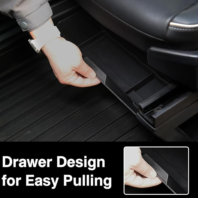 Front Under Seat Storage Box Compatible with Tesla Cybertruck 2026 2025 2024, Under Seat Organizer with Silicone Pad for Cybertruck Accessories