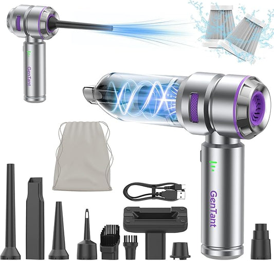 Car Vacuum Portable Cordless, 18000PA Portable Vacuum Cordless, High Power Air Duster with Brushless Motor, Type-C Charge, 3 in 1 Small Vacuum Cleaner Cordless for Car, Home, Office, Pet Hair