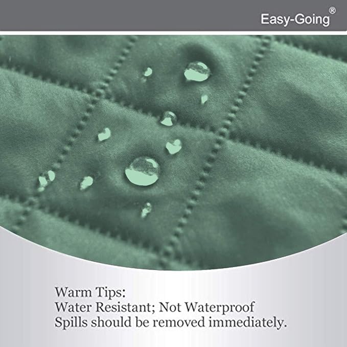 Easy-Going Futon Sofa Slipcover - Reversible Armless Couch Cover - Water Resistant for Pets & Kids (Cyan/Ivory)