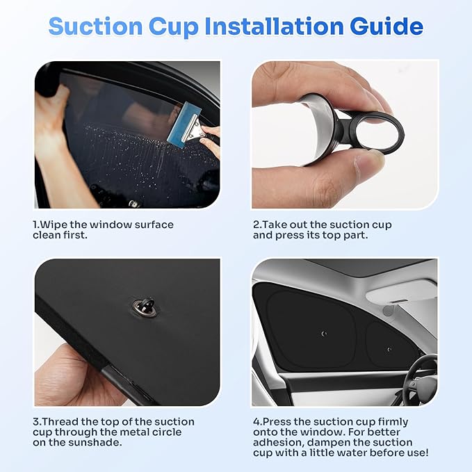 Canvcle Upgraded Window Shades for Tesla Model Y Juniper 2025 2026 Accessories with Suction Cups Windshield Sun Shade Side Rear Window Covers Sunshade Sun Shield Privacy Protection Camping Black 8PCS