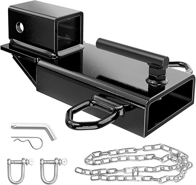 Nilight Forklift Trailer Hitch Attachment Fits 2 Inch Receiver Clamp on Pallet Fork Trailer Towing Adapter with Safety Chain & 5/8” Hitch Pin Clip Black