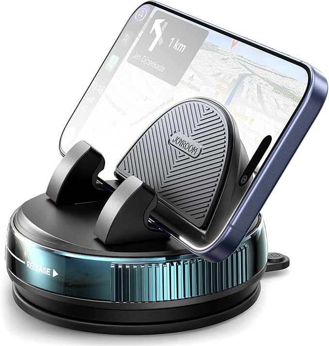 JOYROOM Car Phone Mount, [360° Rotation+Thick Case Friendly] Cell Phone Car Holder with Adjustable Spring Clip, Anti-Slip Silicone Universal Dashboard phone holder for Car for iPhone, Smartphones, GPS