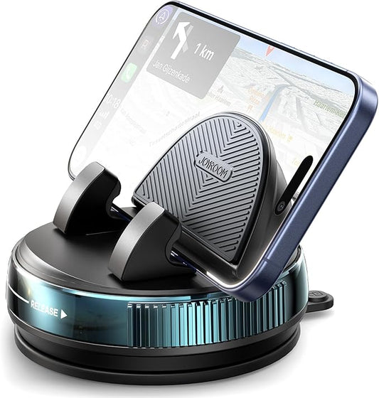 JOYROOM Car Phone Mount, [360° Rotation+Thick Case Friendly] Cell Phone Car Holder with Adjustable Spring Clip, Anti-Slip Silicone Universal Dashboard phone holder for Car for iPhone, Smartphones, GPS
