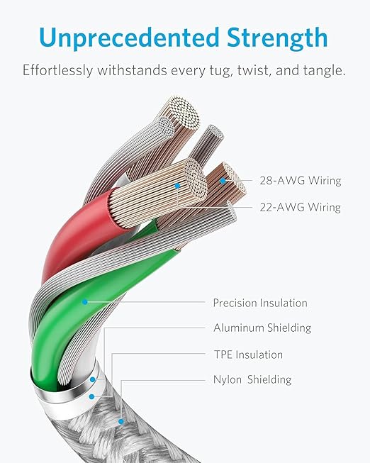 Anker USB A to Lightning Cable(6FT, 2Pack), MFi Certified Nylon USB to Lightning Cord for iPhone 14/13/12/11 Pro/11/XS MAX/XR/8/7/6s Plus Cable(Silver)