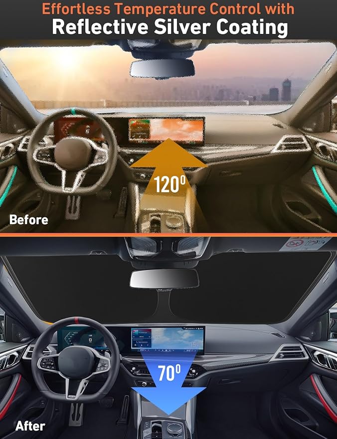 EcoNour Windshield Sunshade Compatible for Toyota Avalon 2013-2016 2017 2018, Sun Visor for Front Windshield & Window Sun Shade Cover, UV Heat Blocker & Protector, Car Accessories
