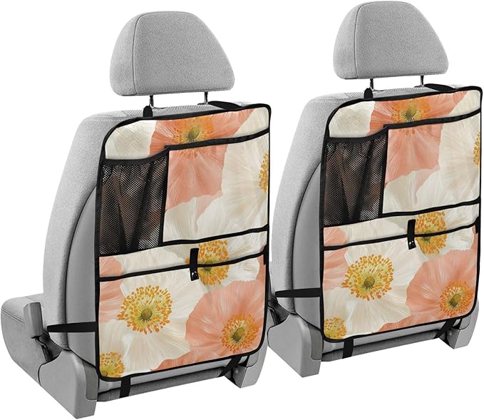 Pop Art Poppy 1 Pack Backseat Car Organizer with Storage Pockets Seat Back Organizers for Kids Kick Mats Backseat Protector Automotive