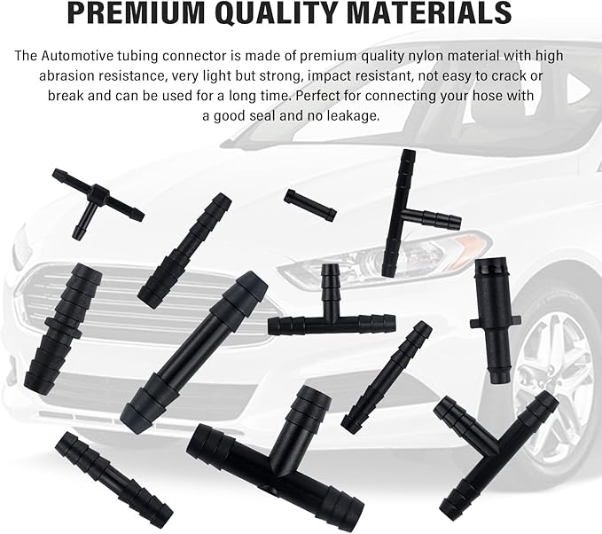 64PCS Vacuum Line Connectors Kit,Heat Resistant 240℃ (460℉) Vacuum Hose Connector Assortment for Tightly Connecting Vacuum Lines,Silicone Vacuum Hose,Multiple Size Vacuum Tube Fittings (64PCS)