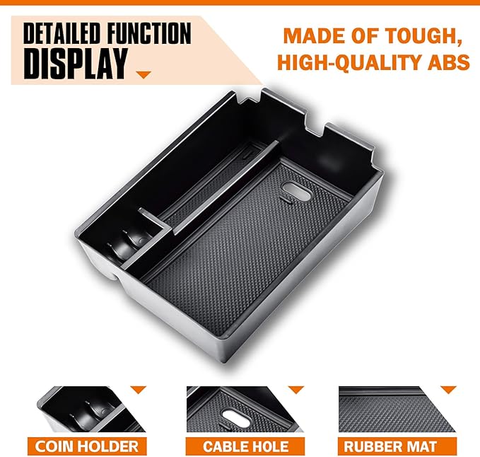 TACORBO Center Console Organizer Compatible with Kia Sportage 2023 2024 2025 2026 NQ5 Accessories, 5th Generation Sportage Armrest Insert Tray Secondary Storage Box floor mats, ABS Material Black Line