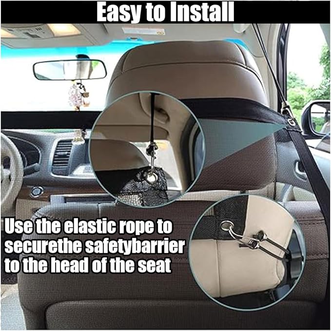 JOYCOURT Car Dog Barrier Net, Auto Protection Fence Net Backseat Mesh Pet Barrier, Car Stretchable Obstacle Mesh Divider Net Car Adjustable Safety Mesh for Most Cars, Trucks, SUVs (44"×24")
