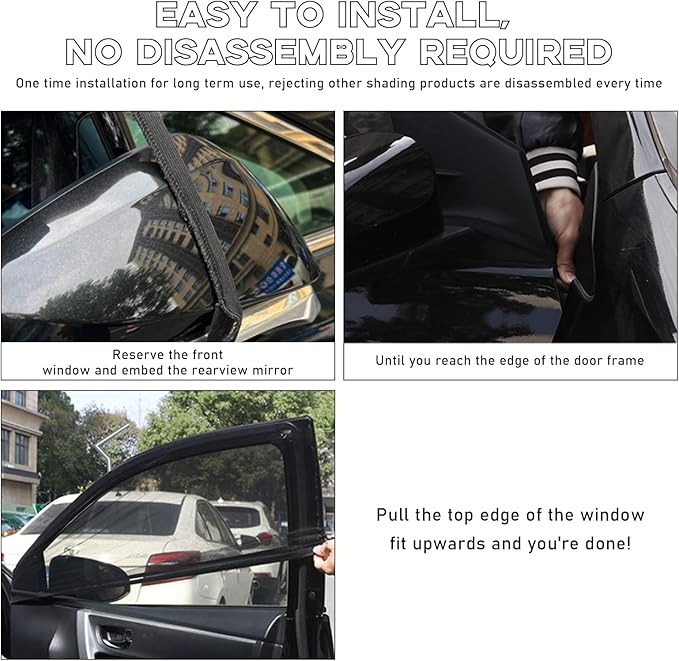 Ohleats 2 PCS Window Shades, Auto Front Rear Side Sun Shades for Block Heat & UV Protection, Breathable Mesh Baby Screen Covers, Universal Car Accessories (Front)
