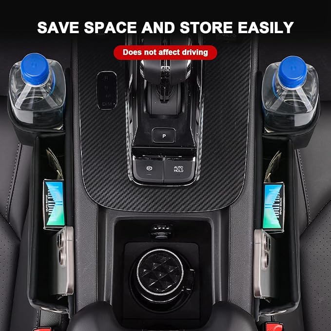 LINPING Car seat gap filler organizer,2024 Universal New Seat Gap Storage Box, Car Leather Cup Holder Gap Bag for Glasses Phones Keys and Cards (brown, Driver Side)