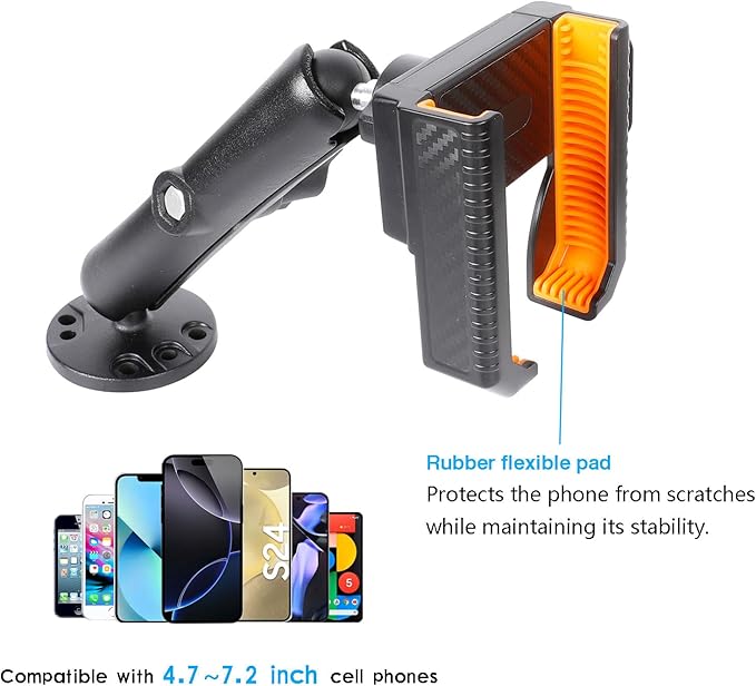 xik Universal Phone Mount Holder for Boat Car Truck Motorcycle UTV - AMPS Round Base, [1s Lock & Release][360° Adjustable], Fits 4.7"-7.2" Phones, Heavy Duty, Wall Mount