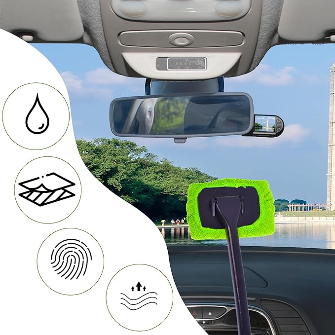 5 PCS Car Care Microfiber Cloths for Windshield Cleaner, Microfiber Cleaning Cloth for Windshield Cleaning Tool Interior Car Window Cleaner Washing Bonnets, Reusable Window Washing Pads Cover Kit