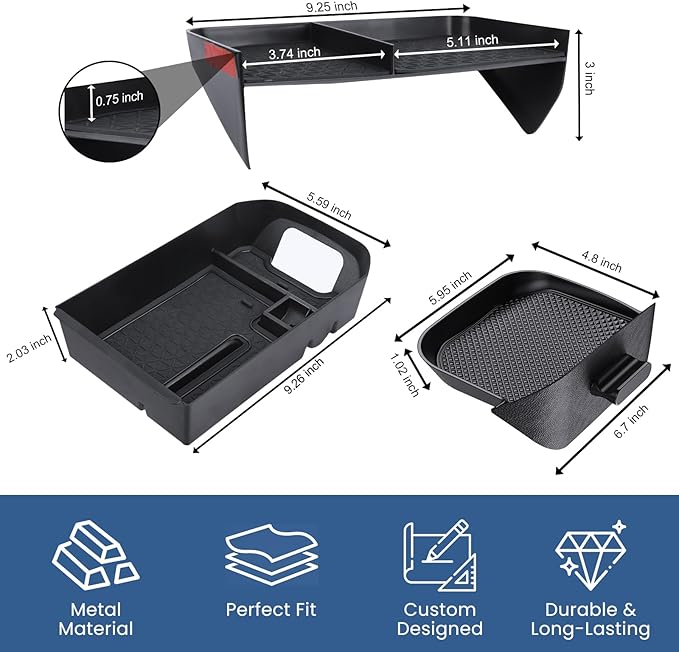 DIAMOOKY Upgraded Center Console Organizer Compatible with Toyota RAV4 2025 2024 2023 2022 2021 2020 2019 Interior Accessories, Gear Shift Storage Tray Drivers Side Cubby Drawer Storage Box - 3pcs