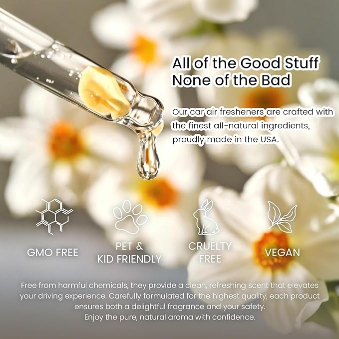 Hanging Car Air Freshener, Long Lasting Essential Oil Diffuser, Non-Toxic Salted Caramel Scent, Cute Car Fresheners for Women, 2 Pack Made in USA