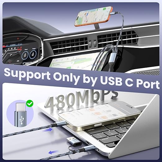 4 in 2 USB A/C to Multi Charging Cable, Travel Charger Cord for All Devices with Dual Type-C/IP/Micro, Universal Multiple Charging Cord for iPhone17-8/Android/Car/Office/Home (2Packs 5FT)