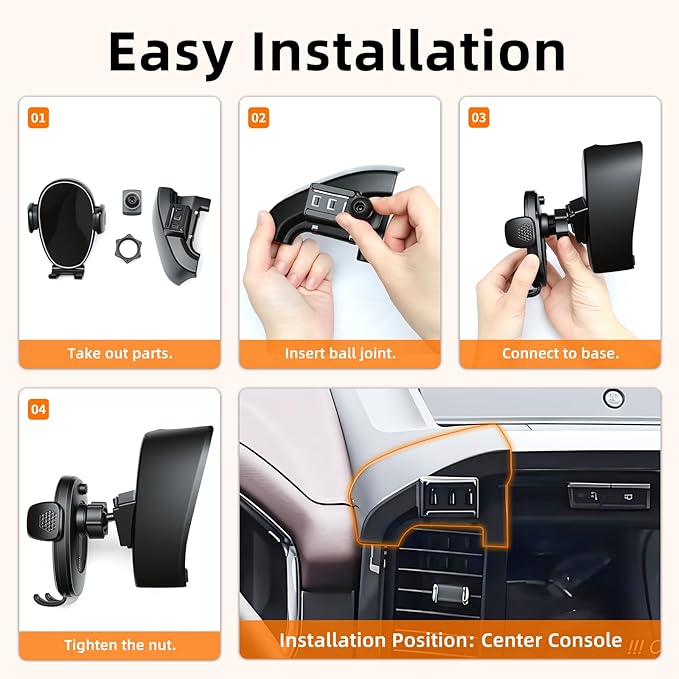 Phone Holder for F150 (2021-2024 2025, 14th Gen), Dash Phone Mount for Truck, 360° Mobile Holder, Hands Free Automobile Cradlest for iPhone, Samsung & Android, Car Gadgets & Accessories for Ford F-150