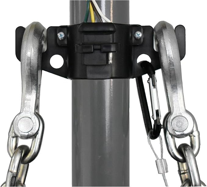 GR Innovations HitchBoss 4-Way - Towing Organizer for Manual/Electric 2” & 2 ¼” Trailer Hitch - Easy Install RV Accessories - Side Hooks, Cable & Harness Holder - Durable Polypropylene, Made in USA